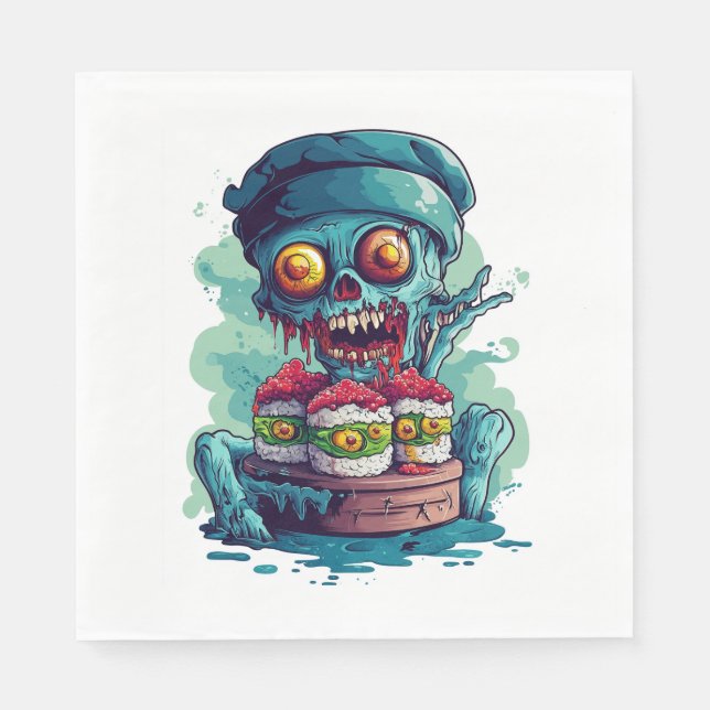 Haunted Sushi Chef Napkin (Front)