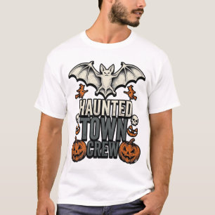 Haunted Town Shirt Vintage Halloween Bat Pumpkin T