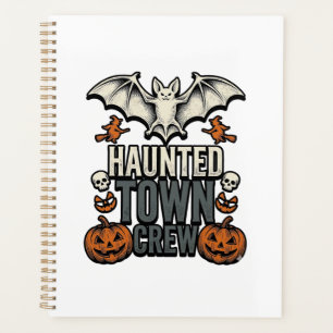 Haunted Town Shirt Vintage Halloween Bat Pumpkin T Planner