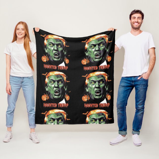 Haunted Trump Fleece Blanket (In Situ)