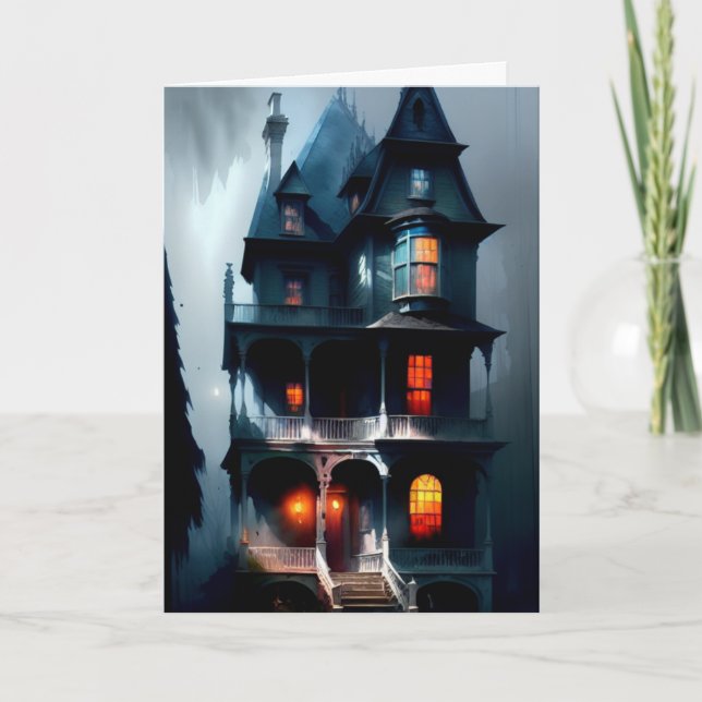 Haunted Victorian Manor Holiday Card (Front)