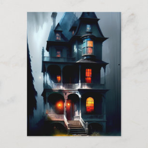 Haunted Victorian Manor Holiday Postcard