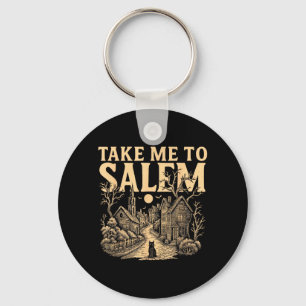 Haunted Village Spooky Halloween Witch Town Take Keychain