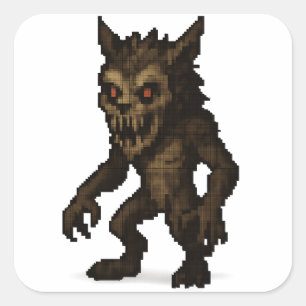 haunted werewolf monster pixel art sticker 