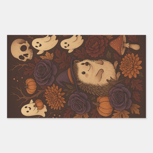 haunted woods hedgehog halloween sticker (Front)