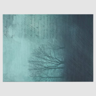 Haunting Blue Background With Trees and Writing Tissue Paper