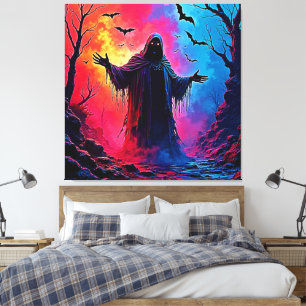 Haunting Demon Cloaked In Shadows Design Canvas Print