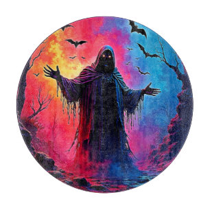 Haunting Demon Cloaked In Shadows Design Cutting Board