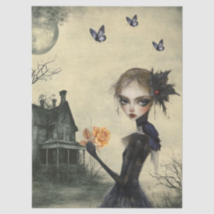 Haunting Fantasy Gothic Raven & Victorian Girl Tissue Paper
