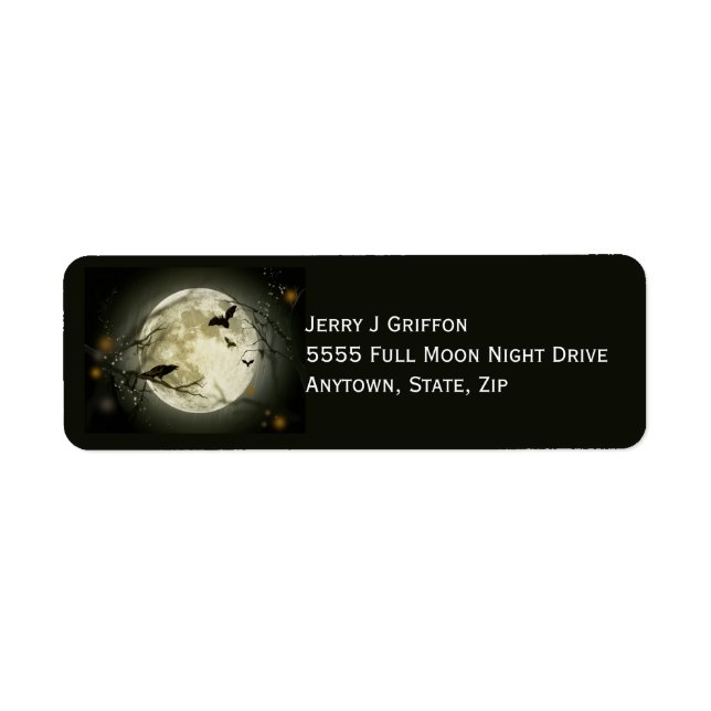 Haunting Full Moon Crow Tree Flying Bats Halloween (Front)