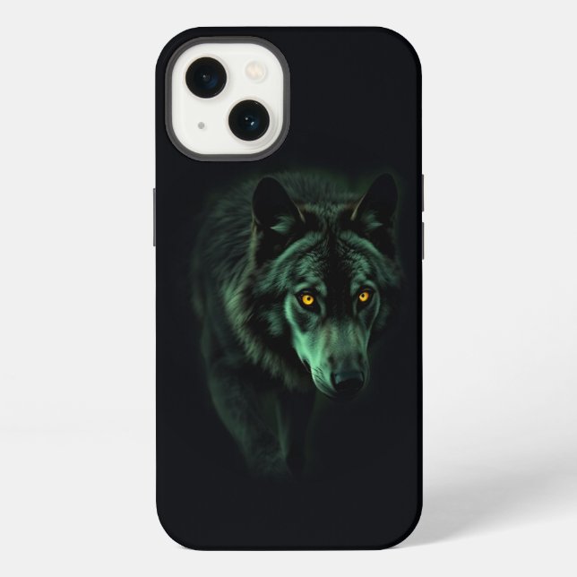 "Haunting Gaze of the Night Wolf" iPhone Case (Back)