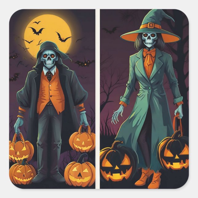 Haunting Halloween Square Sticker (Front)