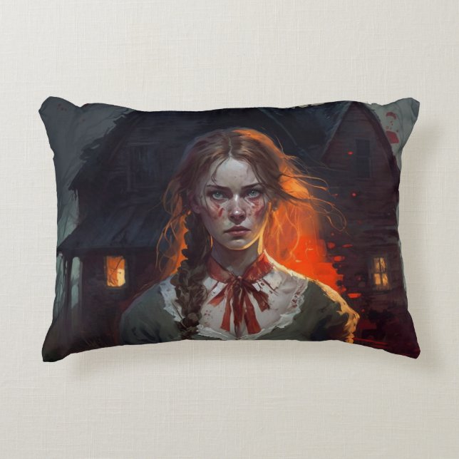 Haunting house accent pillow (Front)