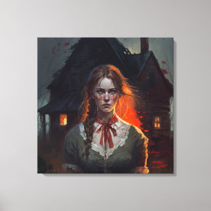 Haunting house canvas print