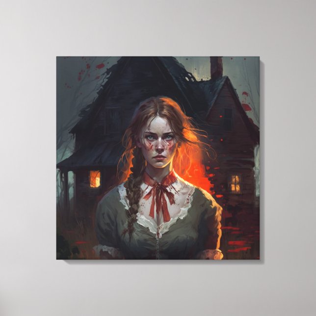 Haunting house canvas print (Front)
