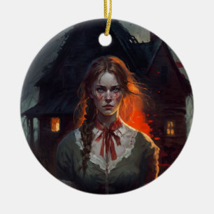 Haunting house ceramic ornament