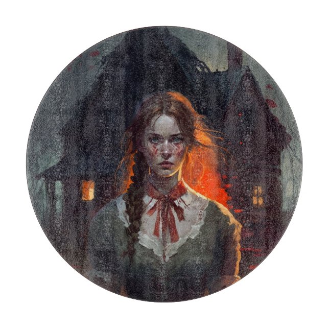 Haunting house cutting board (Front)