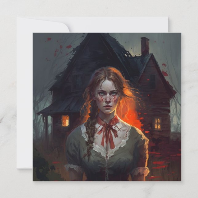 Haunting house holiday card (Front)