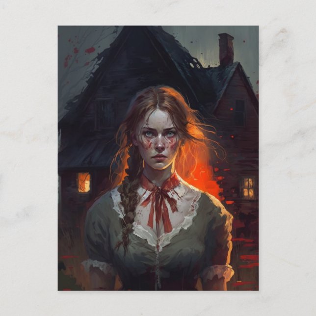 Haunting house holiday postcard (Front)