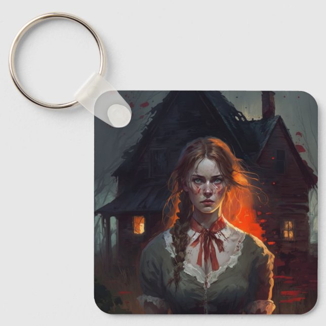 Haunting house keychain (Front)