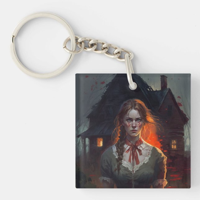 Haunting house keychain (Front)