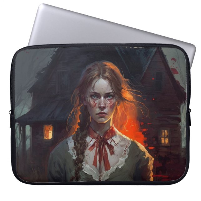 Haunting house laptop sleeve (Front)
