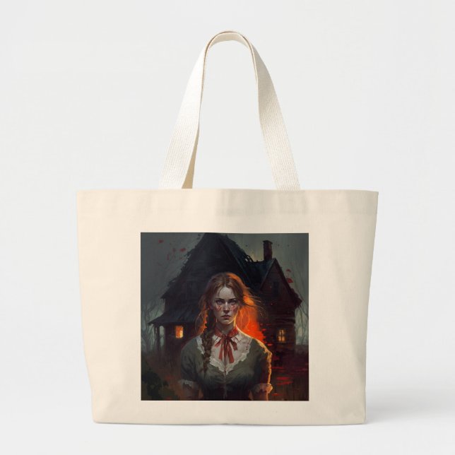 Haunting house large tote bag (Front)