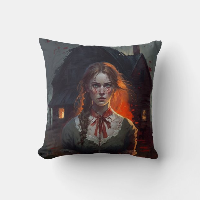 Haunting house throw pillow (Front)