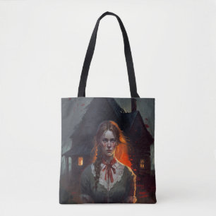 Haunting house tote bag