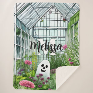 Haunting in the Greenhouse Sherpa Blanket