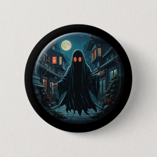 'Haunting in the Shadows' - Black Ghost  2 Inch Round Button