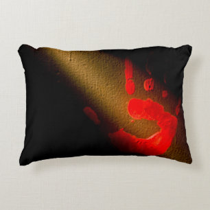 Haunting Red Hand Print Accent Pillow