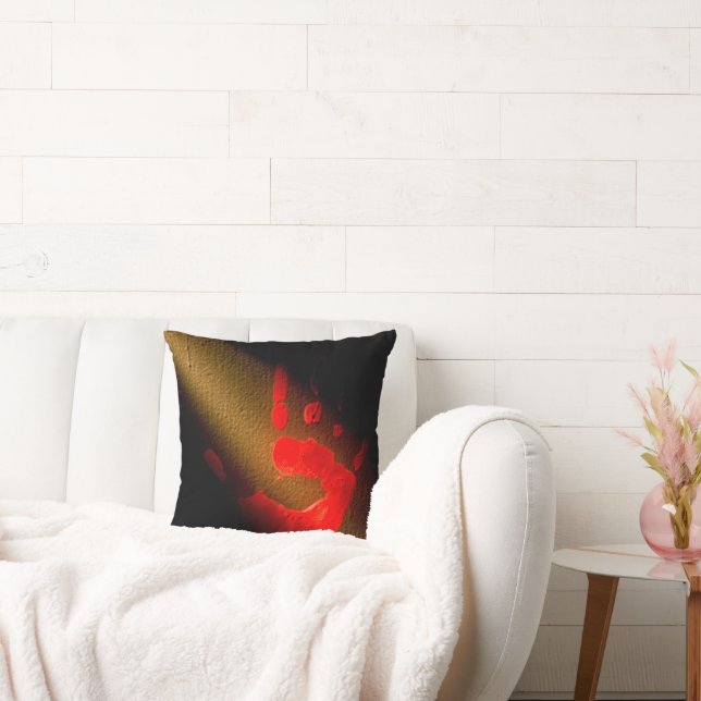 Haunting Red Hand Print Throw Pillow (Couch)