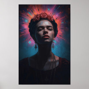 Haunting Surreal Cosmic Portrait   Dark Expressive Poster