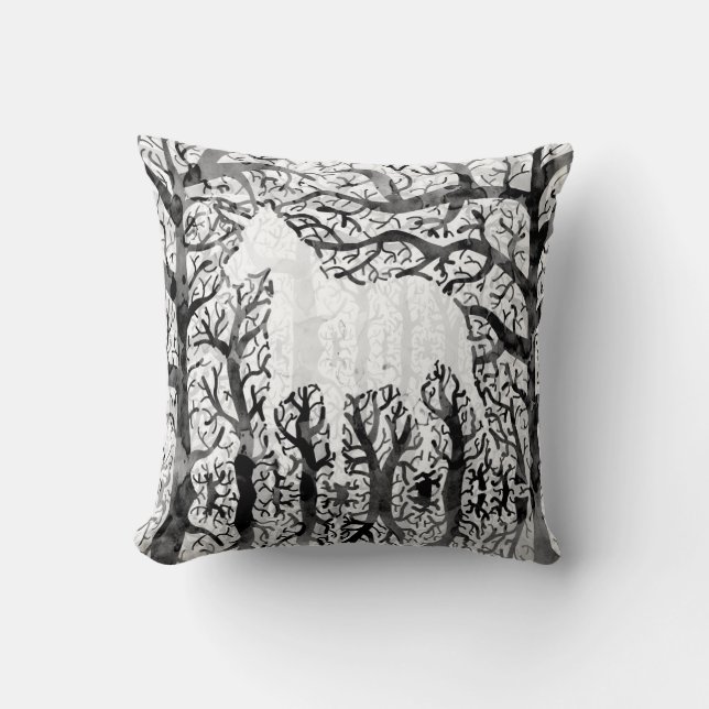 Haunting Unicorn Throw Pillow (Front)