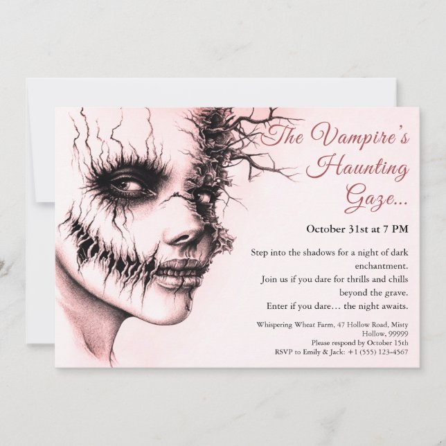 Haunting Vampire Woman Halloween Invitation  (Front)