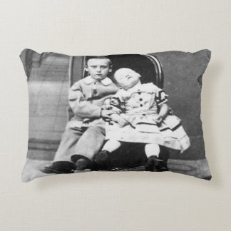 Haunting Vintage Sibling Portrait Accent Pillow