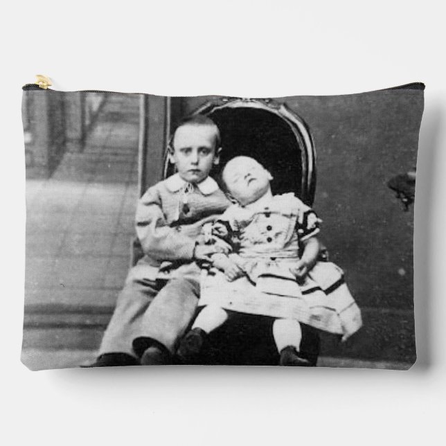 Haunting Vintage Sibling Portrait  Accessory Pouch (Front)