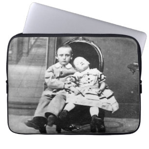 Haunting Vintage Sibling Portrait Laptop Sleeve