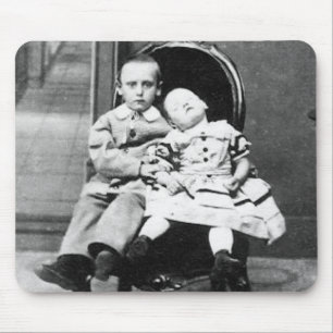 Haunting Vintage Sibling Portrait Mouse Pad