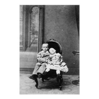 Haunting Vintage Sibling Portrait  Poster