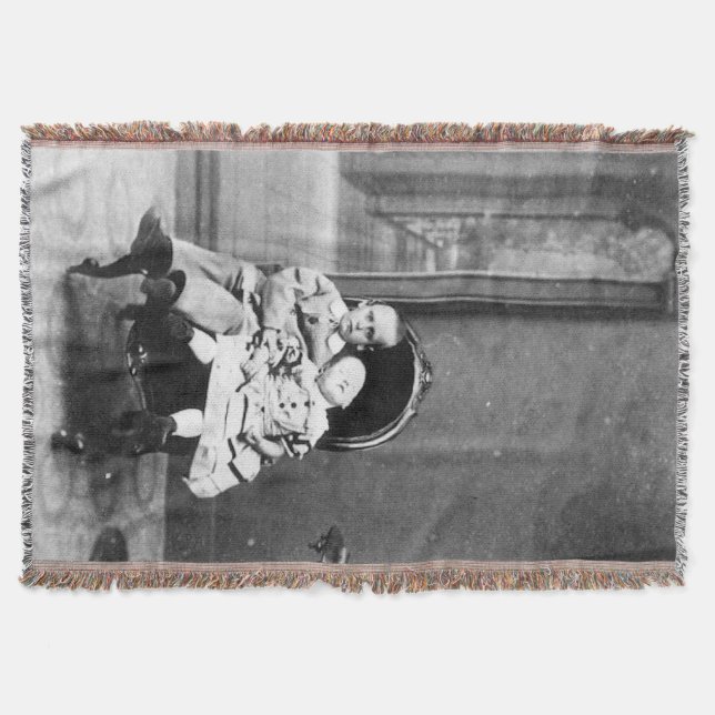 Haunting Vintage Sibling Portrait  Throw Blanket (Front)