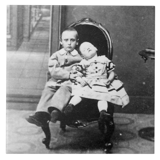 Haunting Vintage Sibling Portrait  Tile (Front)