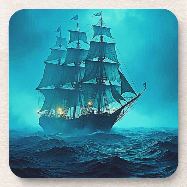 Hauntingly Beautiful Ocean Voyage Design Coaster (Front)