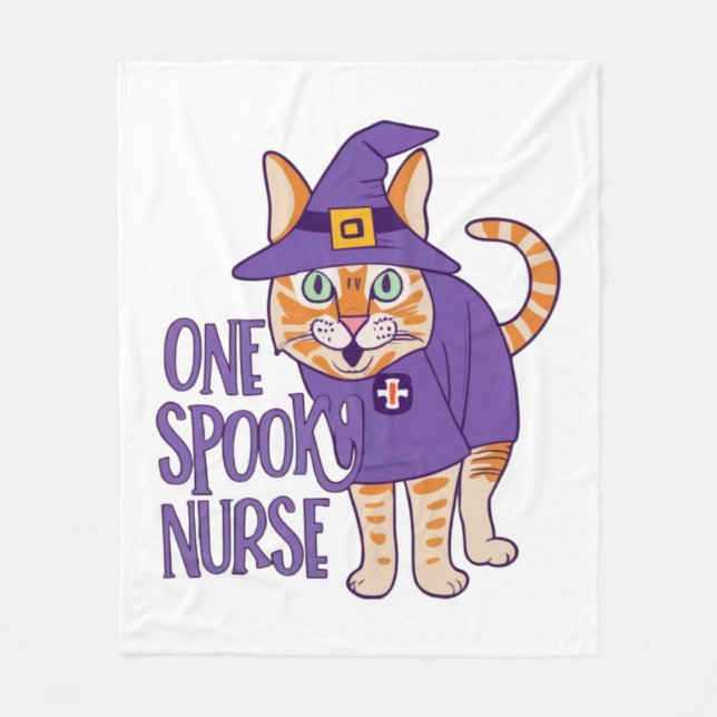 Hauntingly Cute One Spooky Nurse Cat   Fleece Blanket (Front)