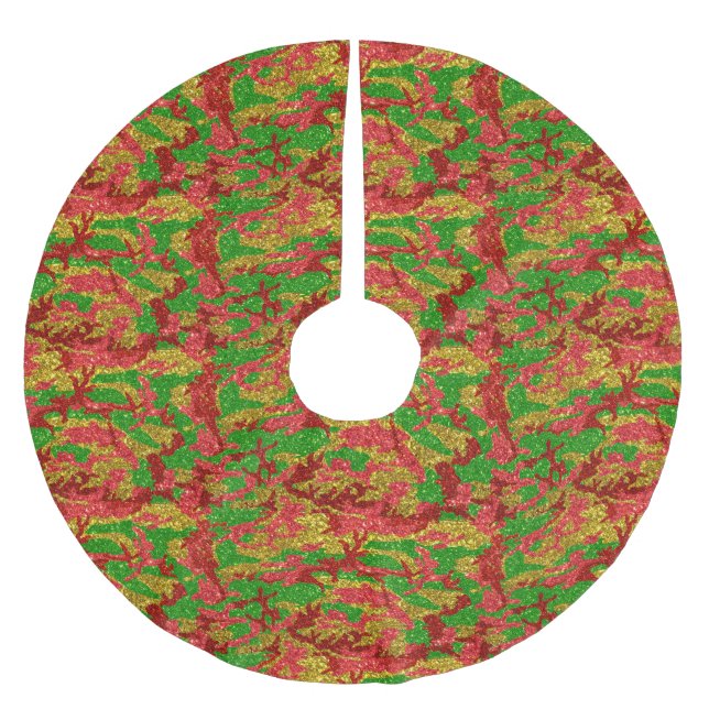 Haus Of Camo Gold Xmas Pattern Brushed Polyester Tree Skirt (Front)