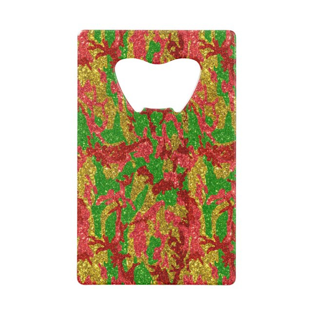 Haus Of Camo Gold Xmas Pattern Credit Card Bottle Opener (Front)