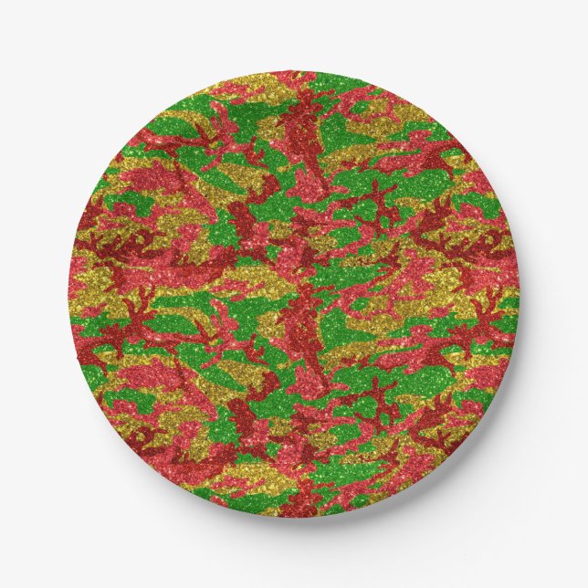 Haus Of Camo Gold Xmas Pattern Paper Plate (Front)