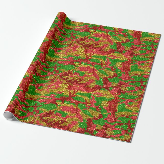 Haus Of Camo Gold Xmas Pattern Wrapping Paper (Unrolled)