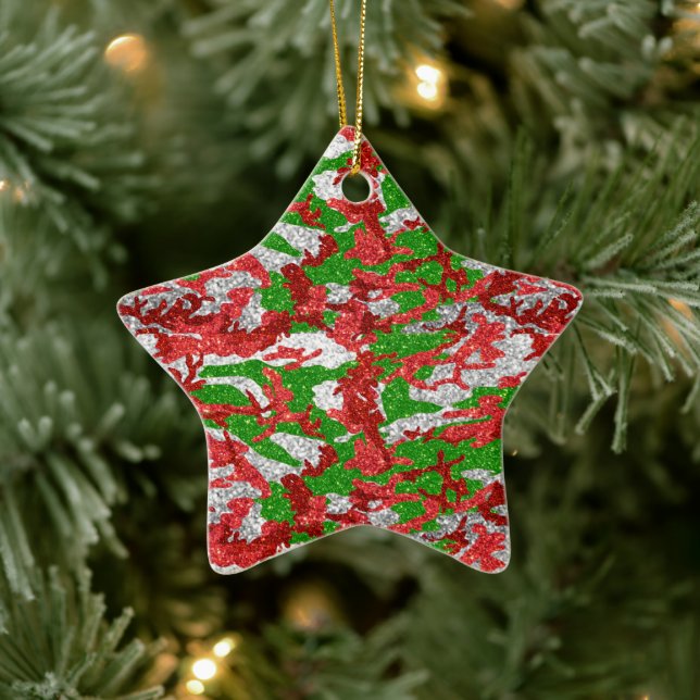 Haus Of Camo Silver Xmas Pattern Ceramic Ornament (Tree)